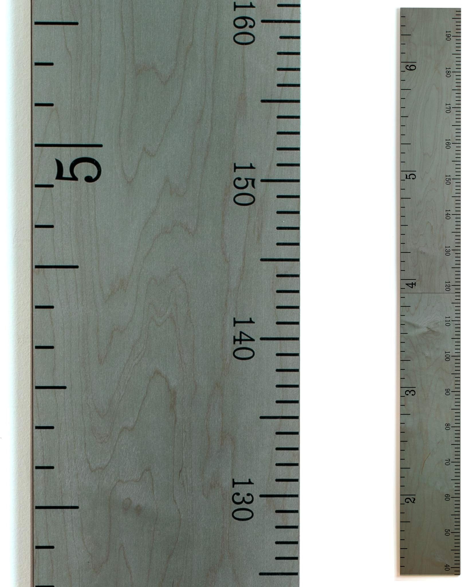 Hanging Wooden Height Growth Chart to Measure Baby, Child, Grandchild - Gray Classic Schoolhouse Ruler with Inches and Centimeters - Wall Decoration for Girls and Boys - 58"x5.75"