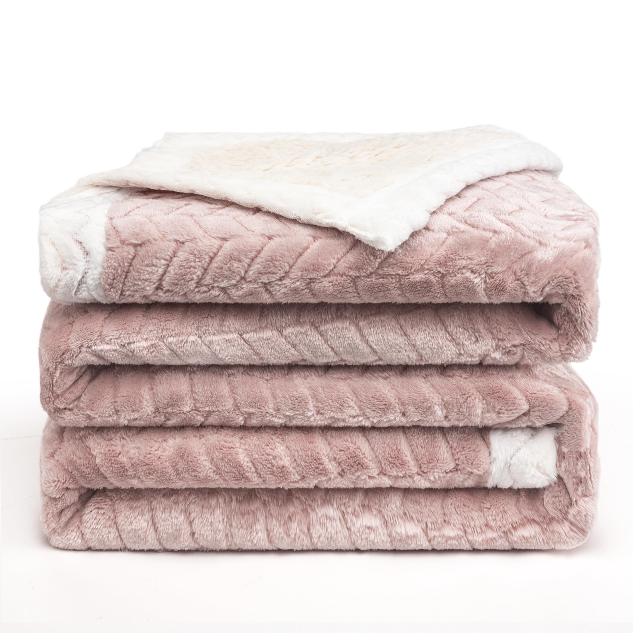 BESCH Manta Sofá Borreguillo Sherpa Invierno 220x240cm - Mantas Polar Doble Capa Extra Suave, Caliente y Gruesa (Rosa)