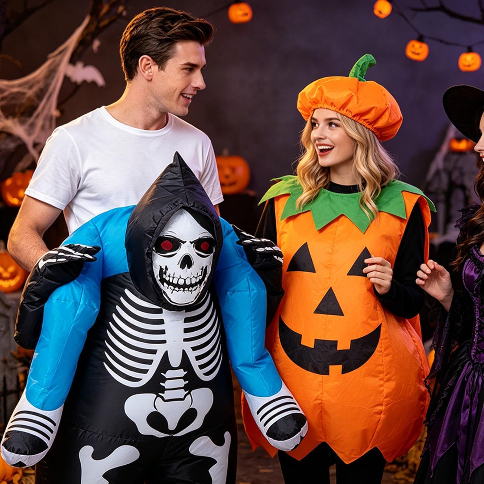 Męskie nadmuchiwane stroje Halloween zabawny szkielet do jazdy z | Straszne nadmuchiwane kostiumy Halloween Dla parad grupowych, parad na świeżym powietrzu i spotkań