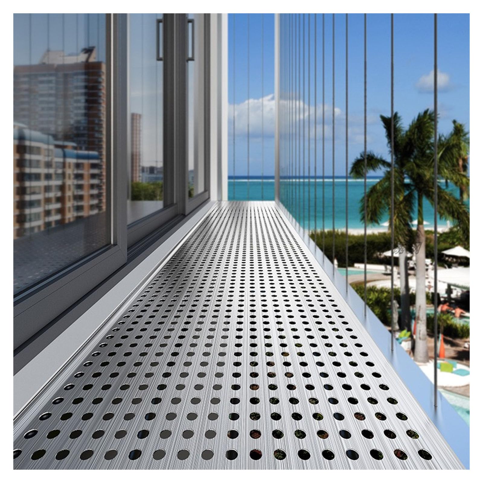 Plaque de protection de balcon en tôle perforée pour sécuriser vos fenêtres