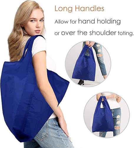 Vista 15 de BeeGreen Bolsa grande de flores – Paquete de 12 bolsas de comestibles reutilizables resistentes y bolsas de compras plegables para comestibles