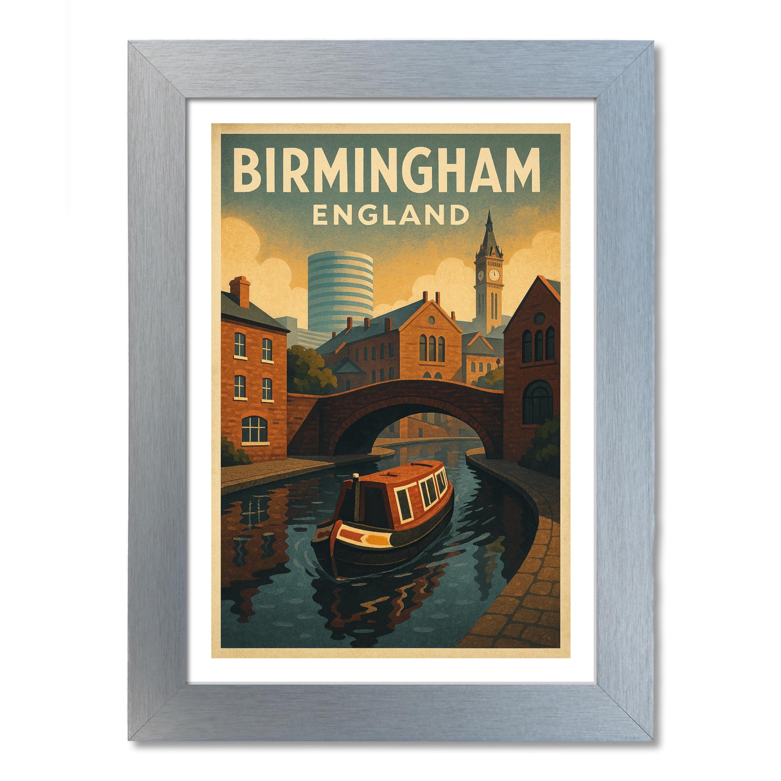 PIXPRINT Birmingham, England Travel Poster. Wall Art Print – 3910-a4bs