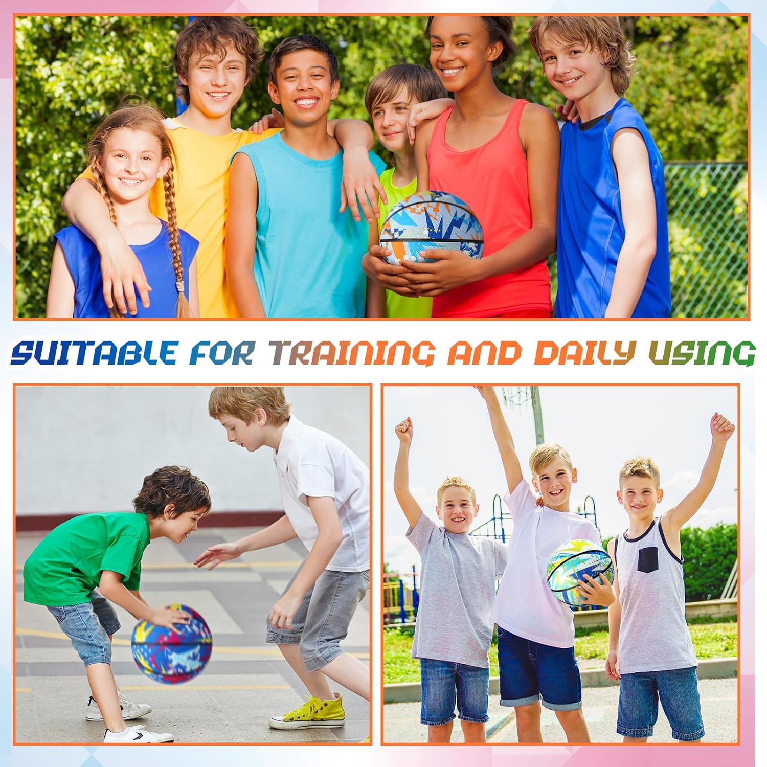 Wettarn 6 Pcs Size 5 Basketballs Bulk Christian Charity Donation Supplies 27.5 Inch Basketball with Pump Xmas Gifts for Games Training