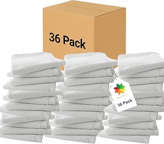 Living Fashions Bar Towels - Bar Mop Cleaning Kitchen Towels (36 Pack, 16" x 19”) - Premium Ring-Spun Cotton White, Restaurant and Shop Cleaning Rags