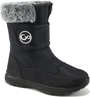 Almusen Women's Snow Boots Winter: Warm Fur Lined Mid-Calf, Waterproof Anti-Slip Hook & Loop Outdoor Comfort Boots