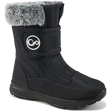 Snow Boots for Womens Winter Shoes: Warm Fur Lining Mid Calf Boots Women Anti Slip Waterproof Hook Loop Comfortable Outdoor Boot