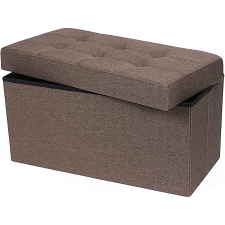 Amazon Songmics 収納スツール 収納ボックス オットマン 76 38cm 厚いクッション ドレッサーチェア 座る心地良い ブラウン Lsf40z スツール オンライン通販