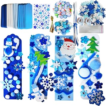 36 Snowflake Bookmark Craft Kit, Xmas Winter DIY Stickers Holiday Home Gift