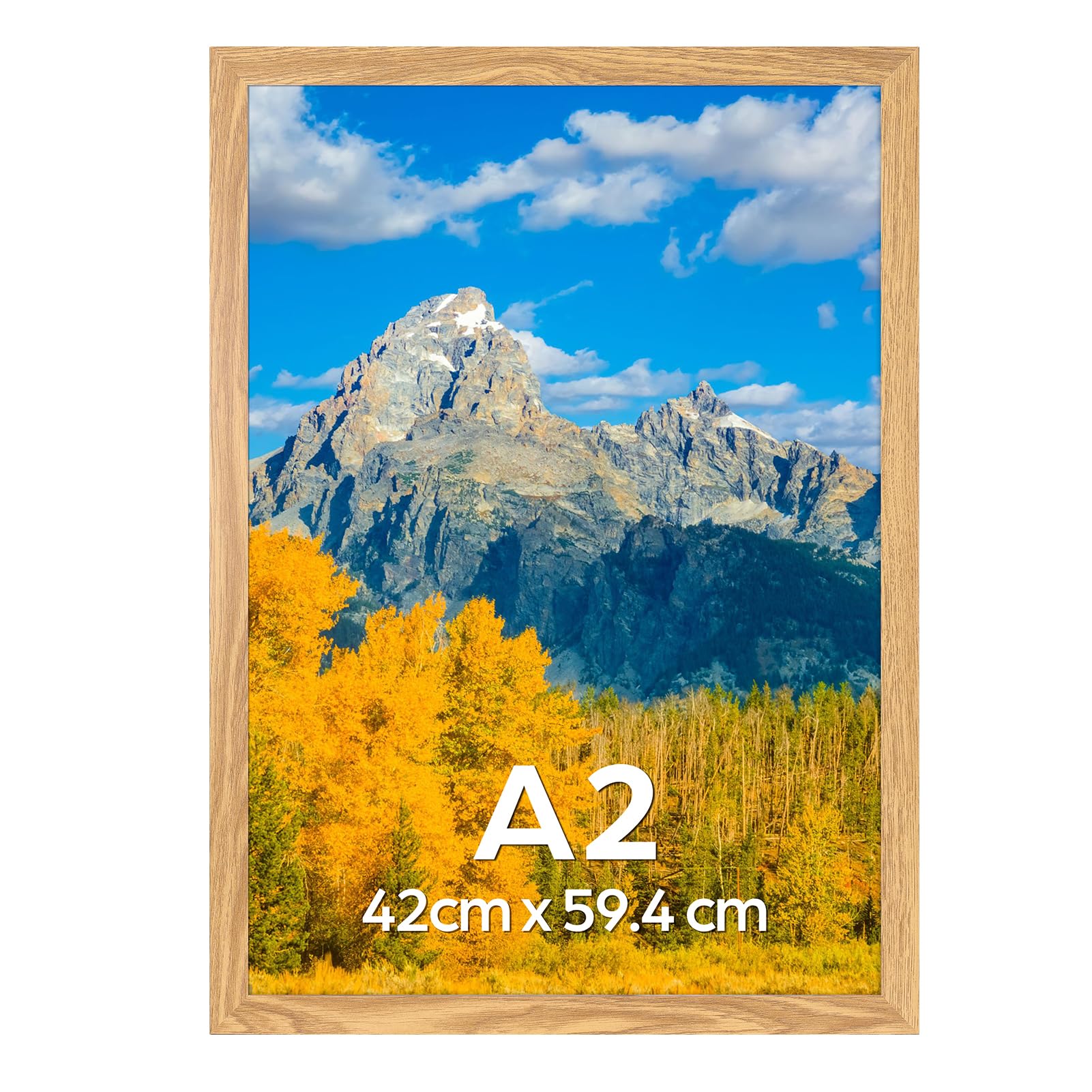 Vasemouh A2 Picture Frame, MDF Natural Wood Color Picture Frame for Living Room, Bedroom and Office, Wall Hanging Vertical or Horizontal, Single — image 1