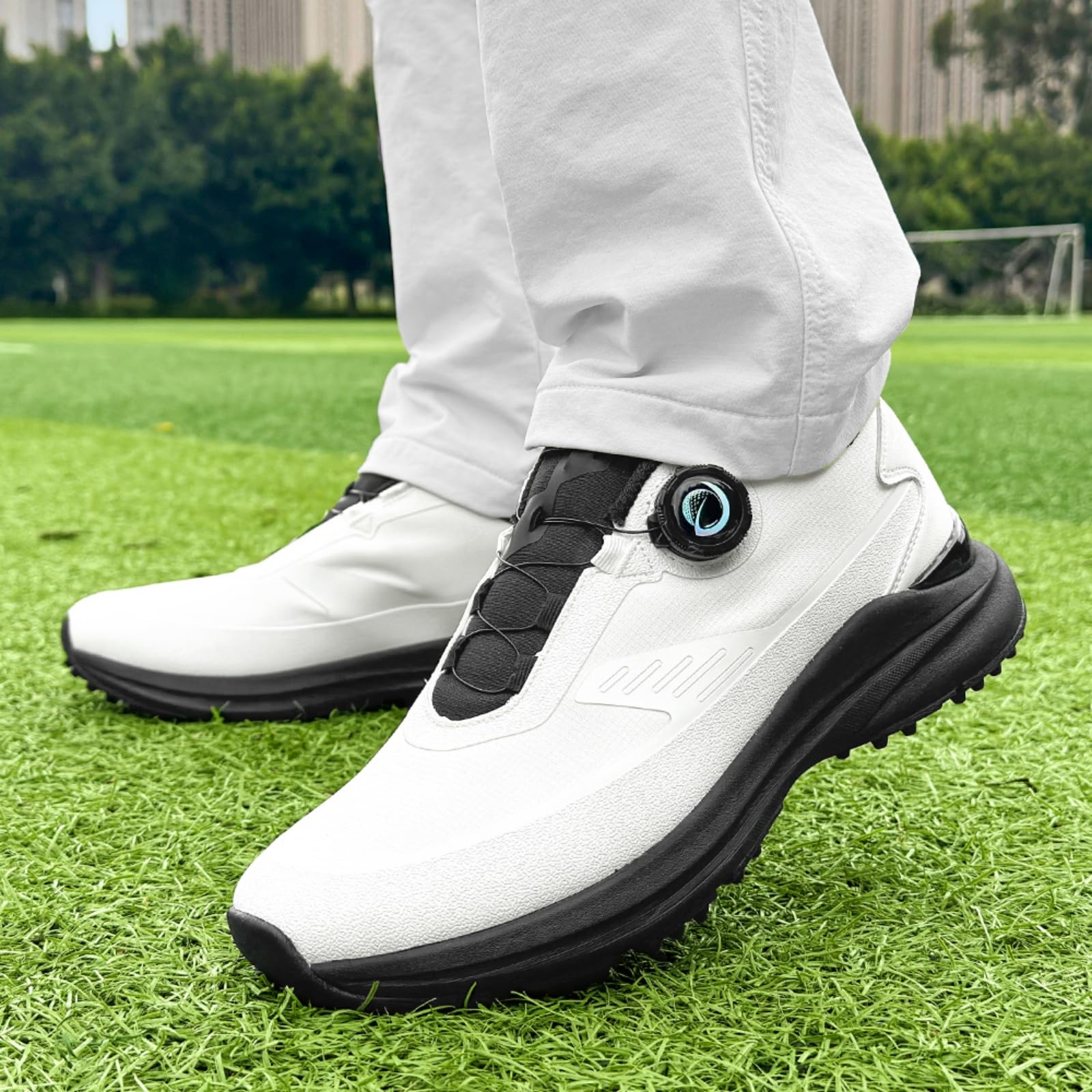 JiuQing Męskie buty golfowe bez kolców lekkie i wygodne miękkie wodoodporne oddychające buty do golfa idealne do chodzenia po polu golfowym