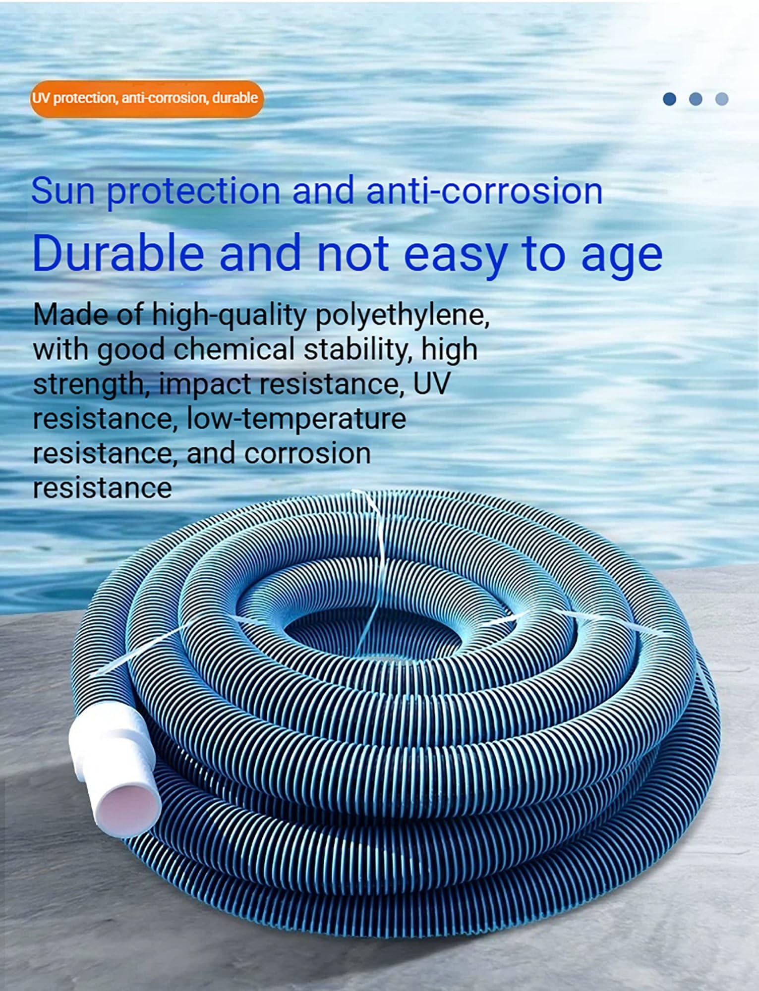 Manguera de vacío for piscina, manguito giratorio sin dobleces(1.5insh,20m/66ft)