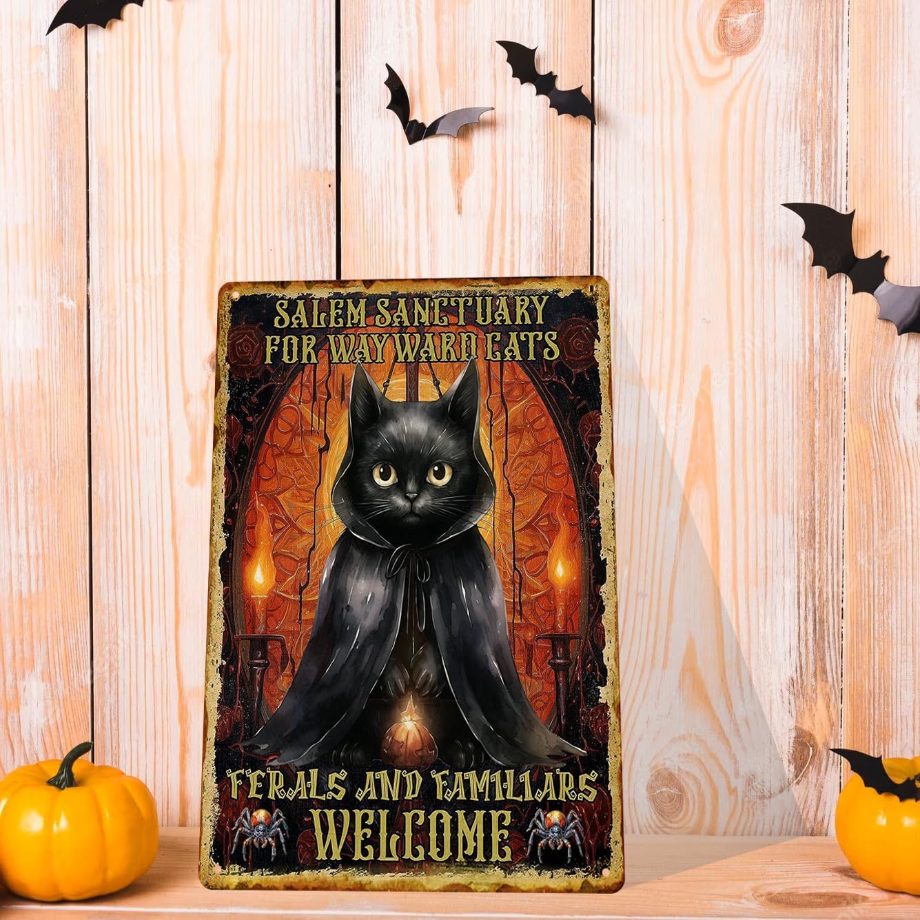 Amazon.co.jp: Gocolt ヴィンテージ ハロウィン 黒猫 メタルサイン