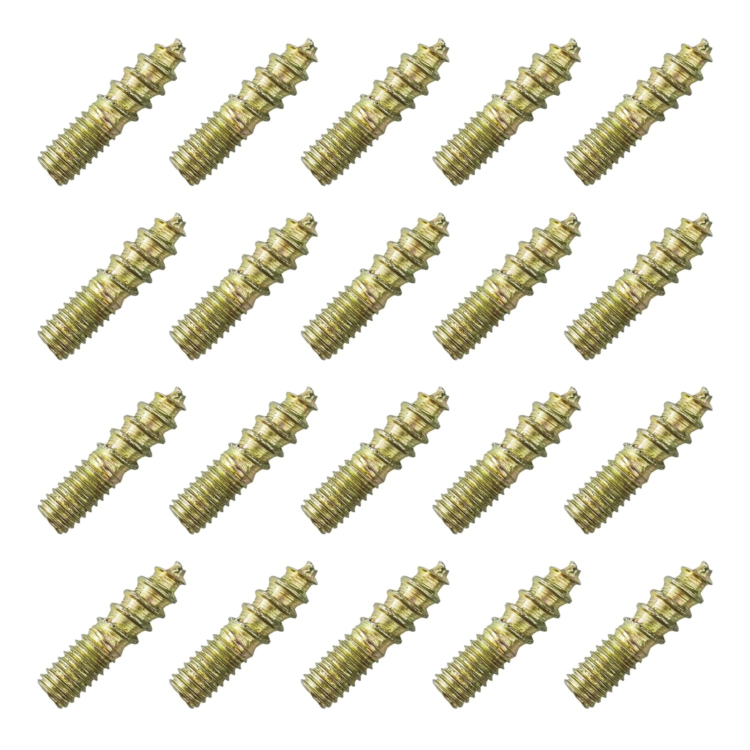 20Pcs M4x16mm Hanger Bolts, Double Ended Thread Dowel Screws, Self-Tapping Screws for Secure Wood Joints