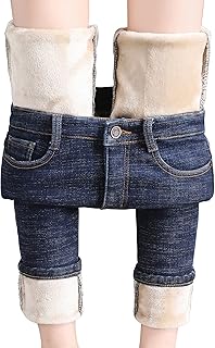 Pantalones Vaqueros de Invierno para Mujer Pantalones Ajustados Gruesos con Forro de Lana Slim Stretch Warm Jeggings