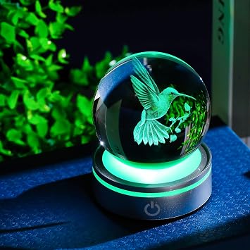Movdyka 3D Crystal Ball Hummingbird Gifts for Women Men (3.15/8CM)