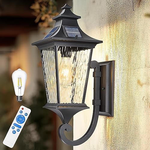 Miniatura 1 de Emliviar Farol solar de pared para exteriores, lámpara impermeable para exteriores, luz LED de anochecer a amanecer, iluminación de pared exterior