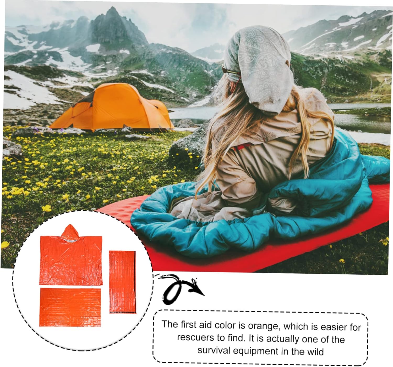 One Camping Kit Emergency Blanket Sleeping Bag Tent Raincoat Compact Windproof Heat Retention Must-Have for Outdoor Adventures