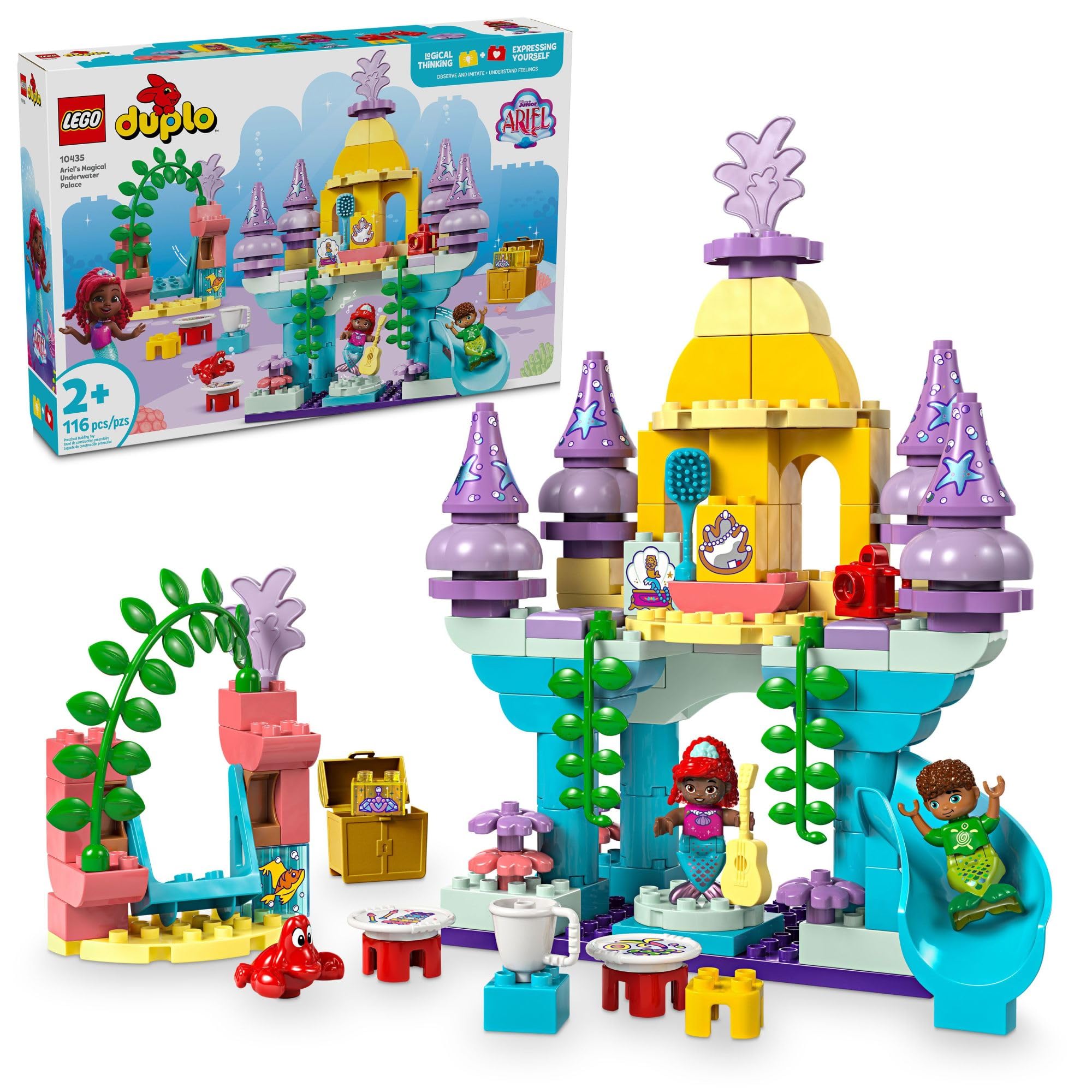 LEGO DUPLO Disney Ariel’s Magical Underwater Palace Building Set - The Little Mermaid Toy for Girls & Boys, Ages 2+ - Toddler Preschool Sensory Toy