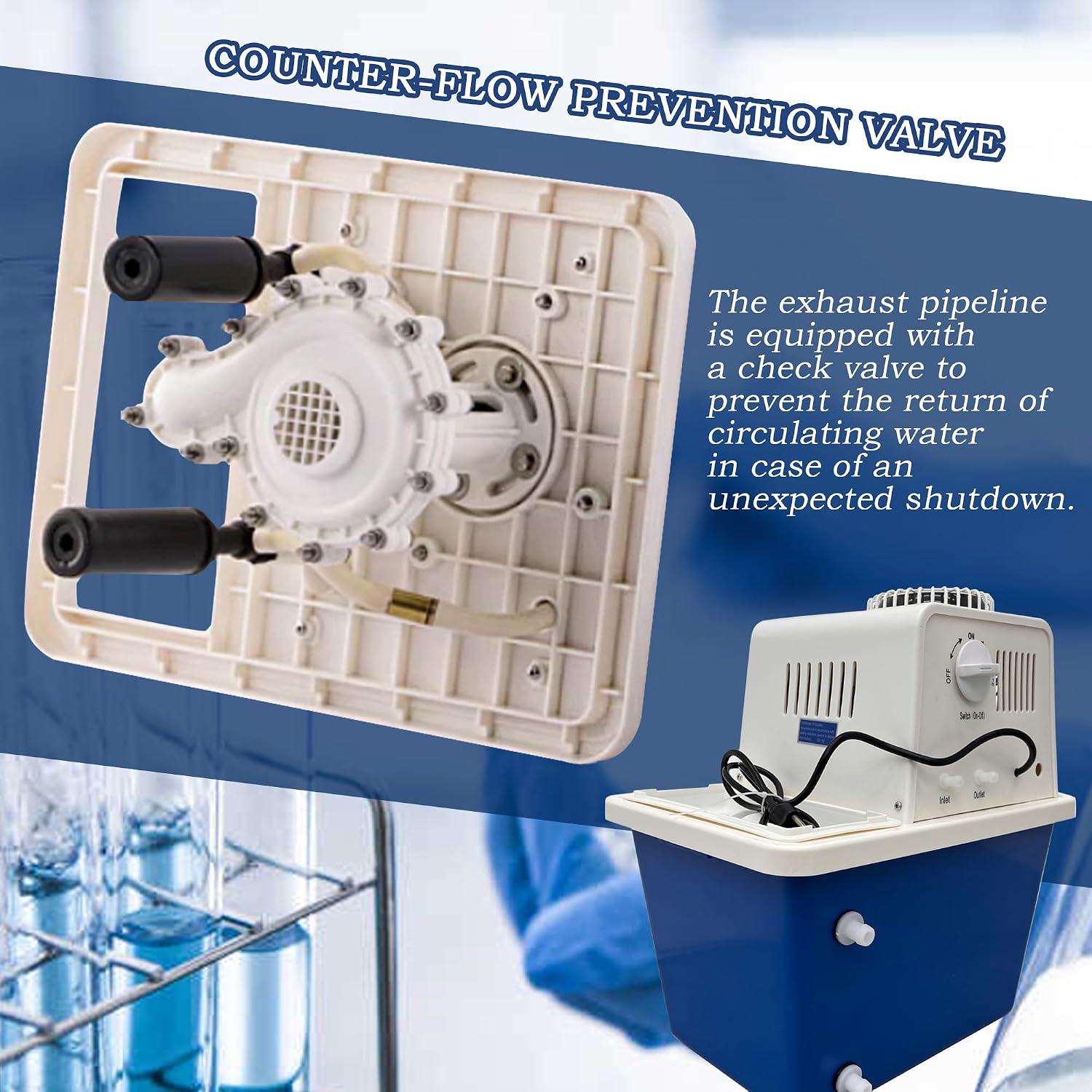 Circulating Water Vacuum Pump, 110V Laboratory Vacuum Pump with Dual Gauge, 15L Capacity for Vacuum Filtration and Evaporation 60L/min Flow Rate, Lab Chemistry Equipment