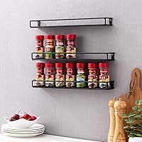 Vista 5 de MyGift Set of 3 Wall-Mounted Black Metal Nail Polish and Essential Oils Display Shelves, Kitchen Spice Jars Rack