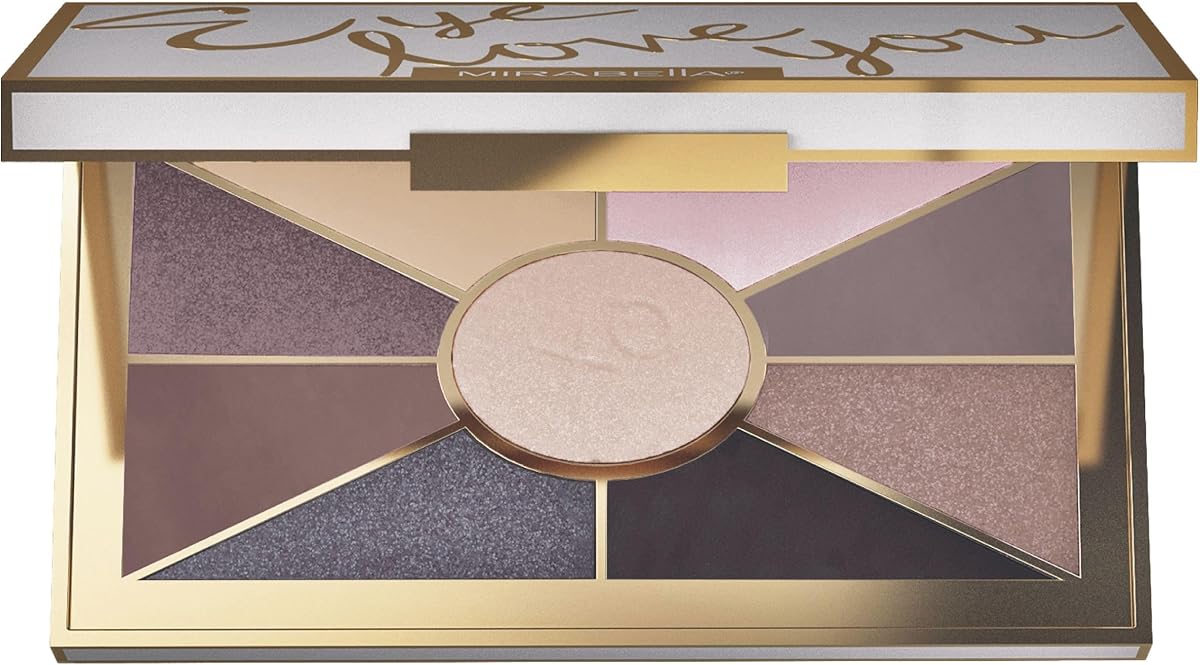 Mirabella Eye Love You Neutral Shimmer Eyeshadow Palette - Makeup Palette w/Ultra Pigmented Pressed Powders, Creamy Matte & Shimmer Metallic Eyeshadow Palette - Undressed