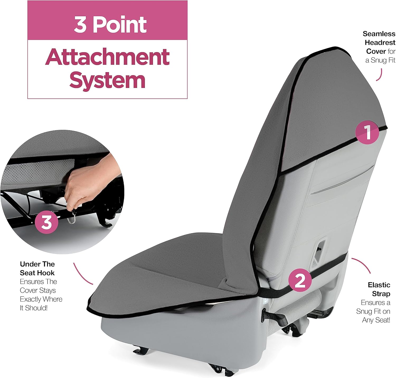 lebogner Car Seat Towel Cover for Post Gym Workout, Running and Swimming, 2 Pack Universal Fit Anti-Slip Waterproof Sweating Bucket Seat Protector for Cars, SUVs and Trucks, Grey