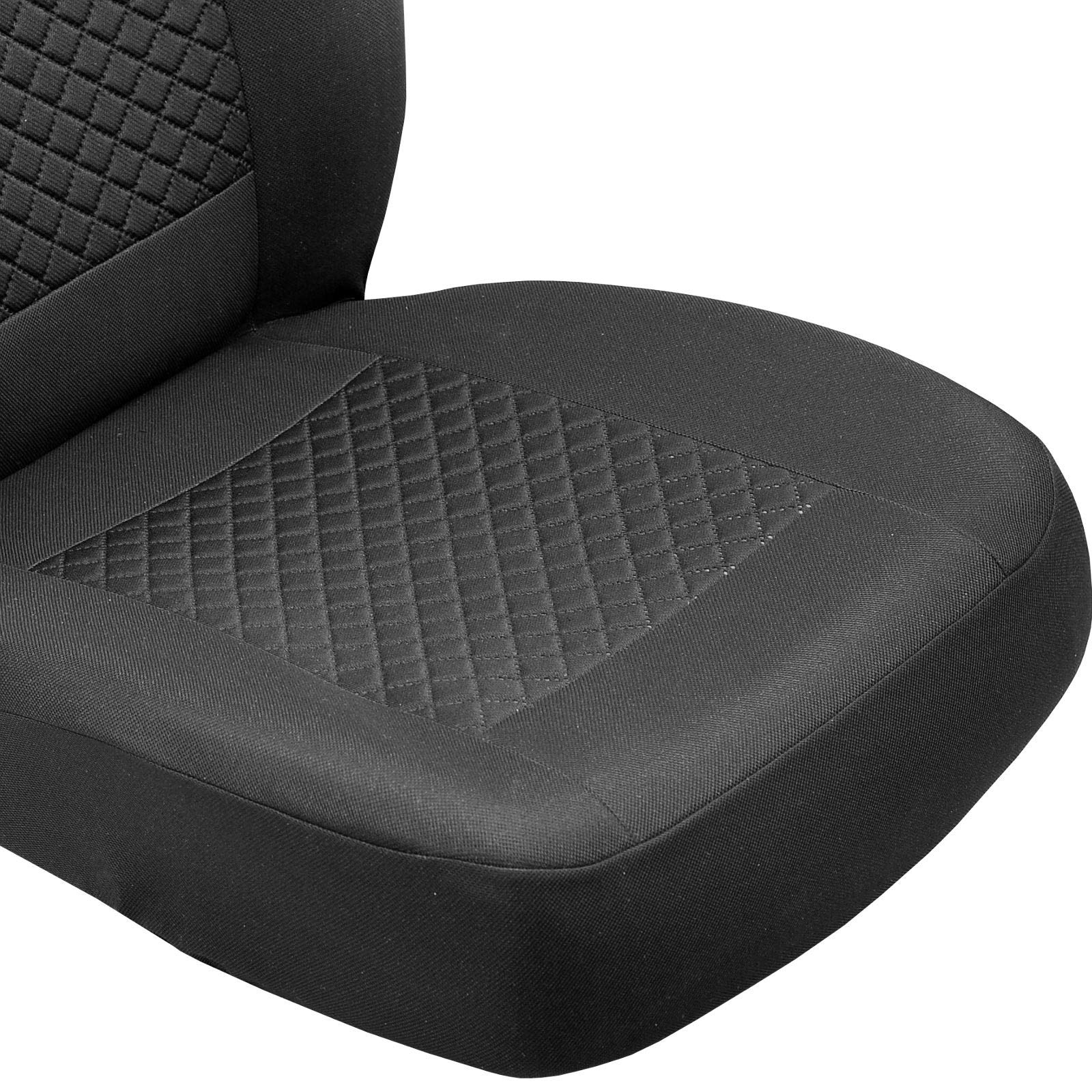 Kangoo Housses de siège avant – Pour conducteur et passager – Couleur Premium Noir Petit motif à carreaux