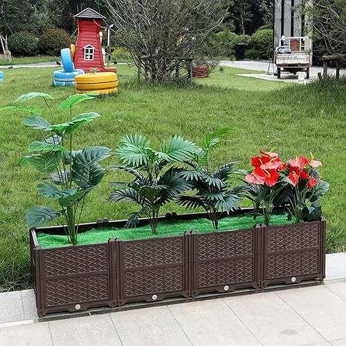 Miniatura 1 de Jardineras elevadas para plantas al aire libre, jardineras de plástico, cajas de jardín elevadas, macetas de jardín, patio, balcón, terraza para