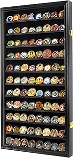 DisplayGifts Military Challenge Coin Display Case Poker Chips Holder Wall Cabinet Rack 29 X 16 Compatible with Army Navy Air Force Marine Corps Challenge Coins