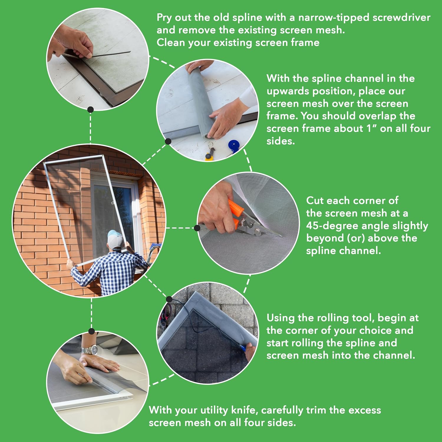 Screen Spline - 0.225", 15lb Roll - Round Screen Retainer Spline - Bulk Screen Holder Spline for Screen Door, Window Mesh & Mosquito Net Fixing - Screen Door Repair & Replacement Spline - Black