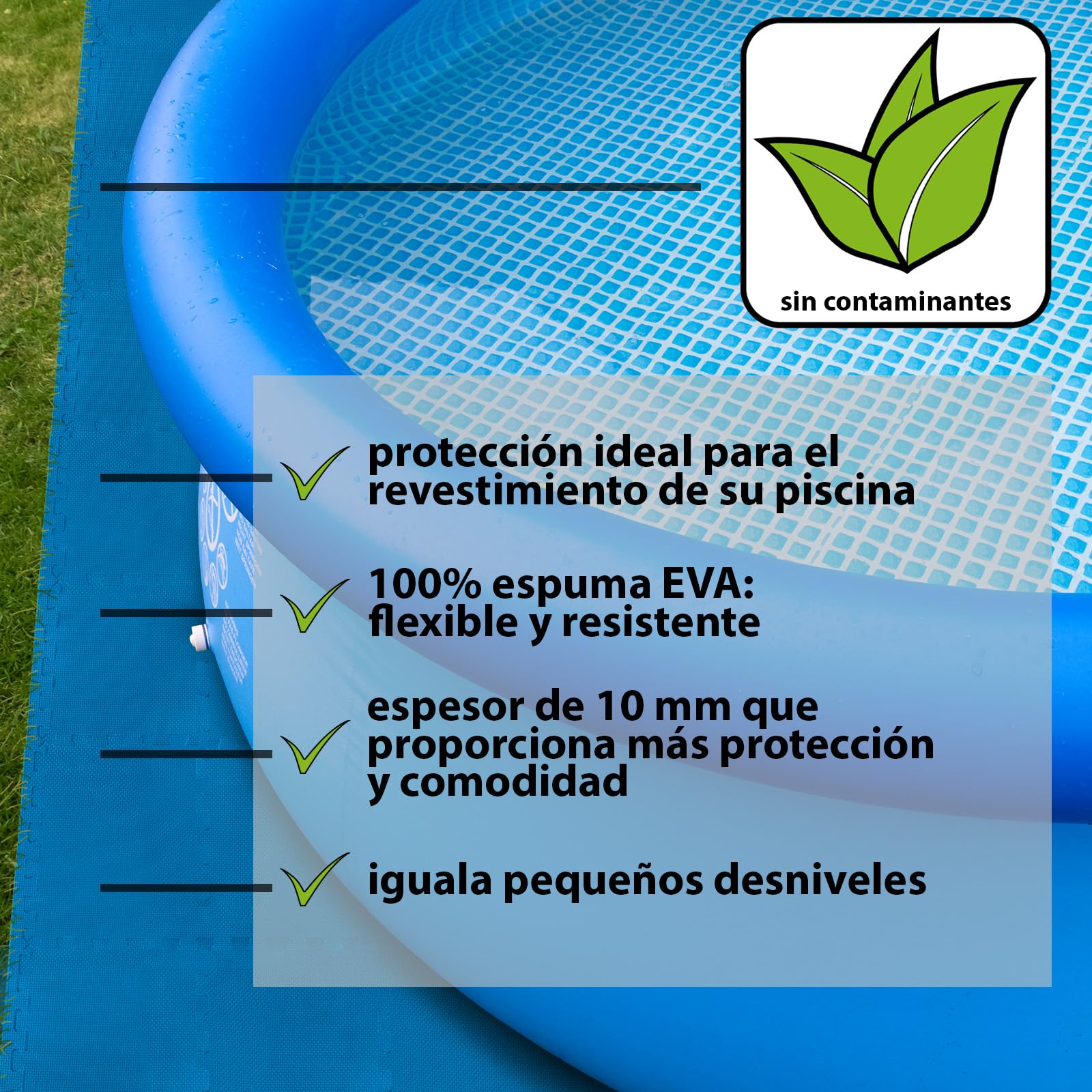 Montafox 1,95 m² Tapiz Piscina 1 cm Grosor Juego de 21 Plancha Azul 30 x 30 cm Suelo Protector Piscina Whirlpool Sistema Enchufable Extensible