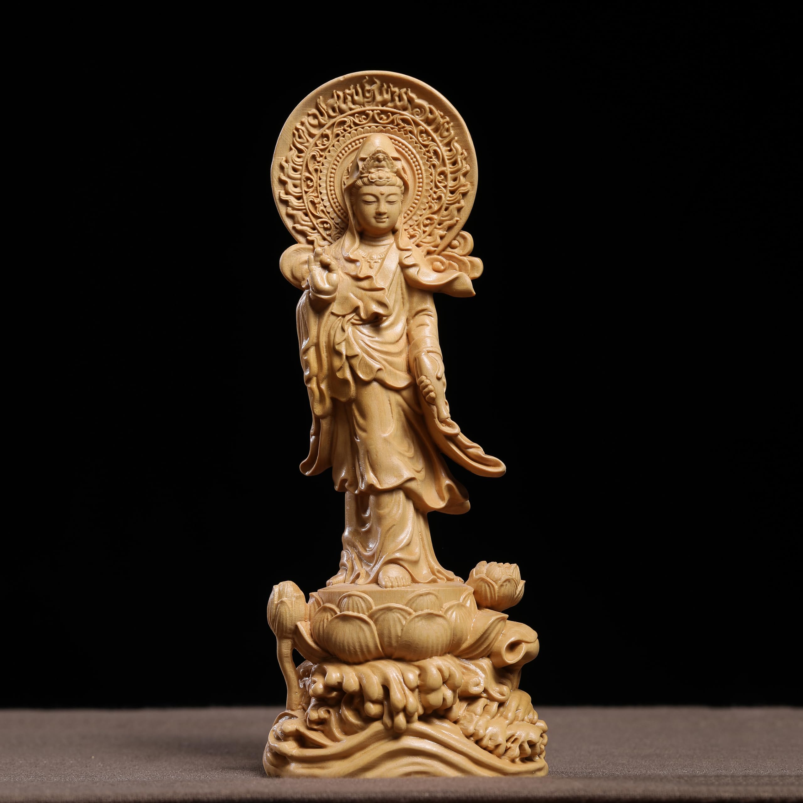 三渓堂】D890 木製 如来観音三尊彫刻 折り畳み仏壇 仏龕 