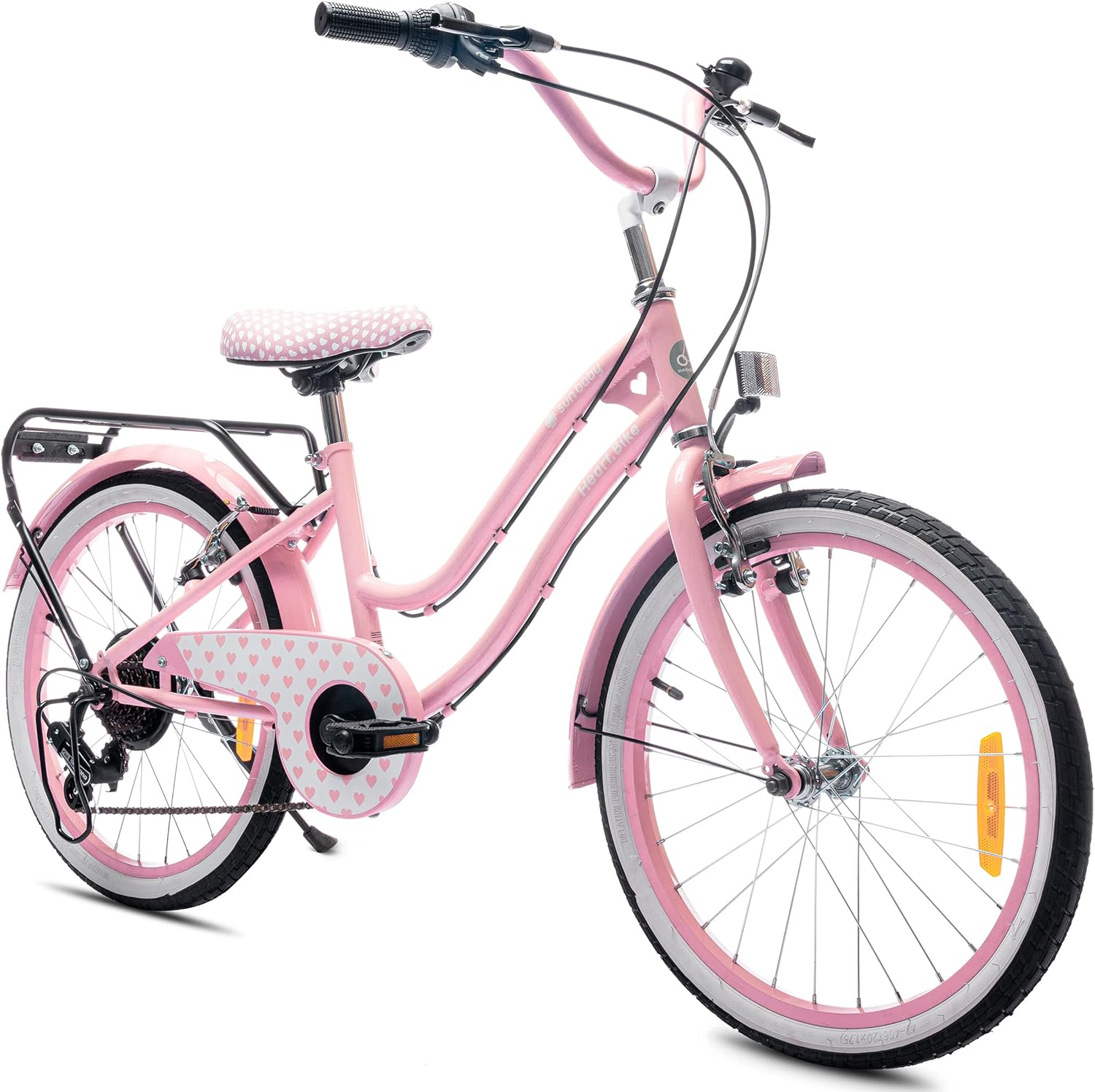 Heart Bike Bicicleta niña 20 Pulgadas, Casete Shimano Tourney 6 velocidades y Manillar Revoshift, reflectores, Timbre