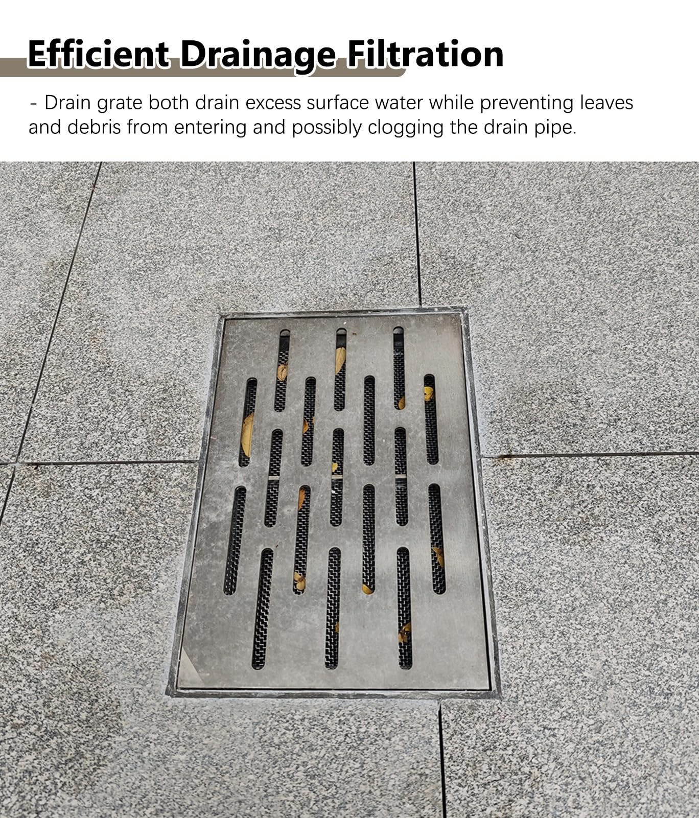 Ruszt odpływowy ze stali nierdzewnej z ramą i siatką, 60 x 50 cm, kanał deszczowy, do użytku na zewnątrz, francuski system odpływowy do filtrów garażowych, zanieczyszczeń i zapobiega zatykaniu