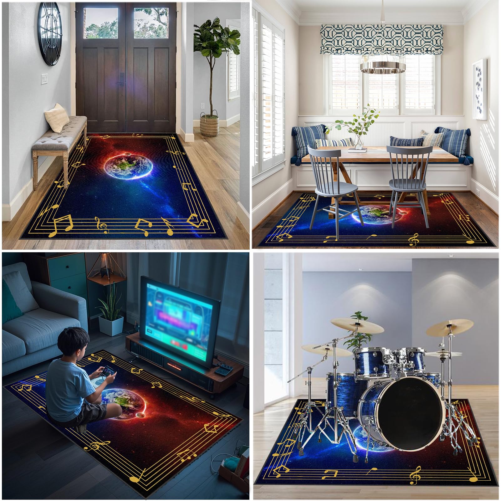 Bateria elektroniczna Dywan na perkusję i perkusję Maty akustyczne Pianino Baterie Akustyczne Maty Na Bęben Dźwiękoszczelny Antypoślizgowy Mata 180 x 140 cm