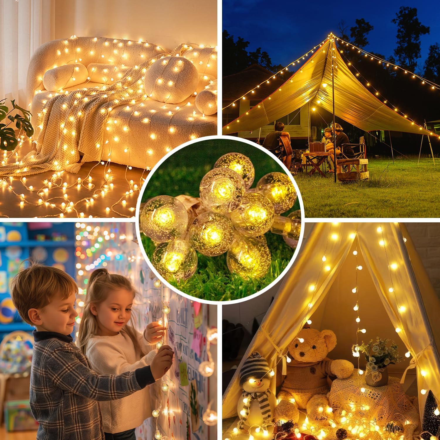 JXLEDAYY Catena Luci LED Arancioni 12m 100 LED A Batteria Con Telecomando Per Halloween - IP44 - 3