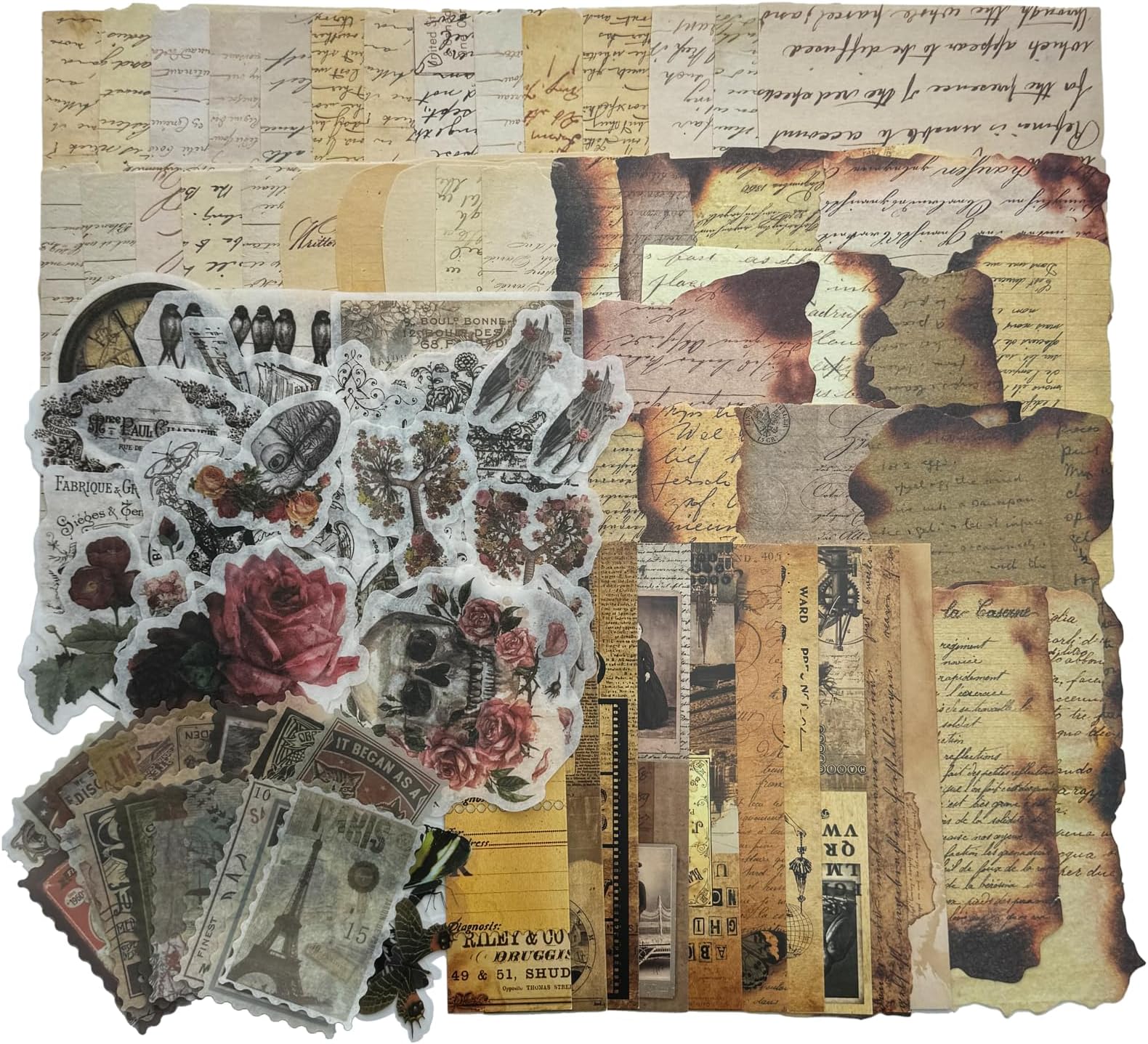 - Vintage Aesthetic Scrapbook Supplies Kit with Scrapbook Paper, Stickers, Bookmarks for Scrapbooking, DIY Albums, Junk Journals, Bullet Journals, Dark Academia Aesthetic Decor (Dark2 129 Pcs)