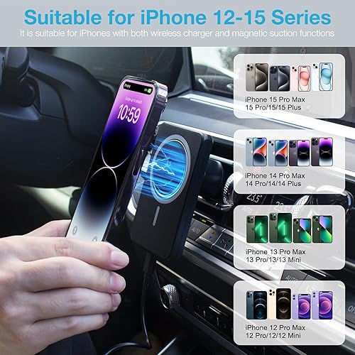 Miniatura 2 de Cargador inalámbrico magnético para automóvil, 7.5 W, cargador inalámbrico de coche de carga rápida para iPhone, tanto con cargador inalámbrico como