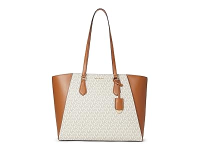 MICHAEL Michael Kors Taryn Large Function Top Zip Tote Tote Handbags Vanilla/Acorn : LG, Polyester