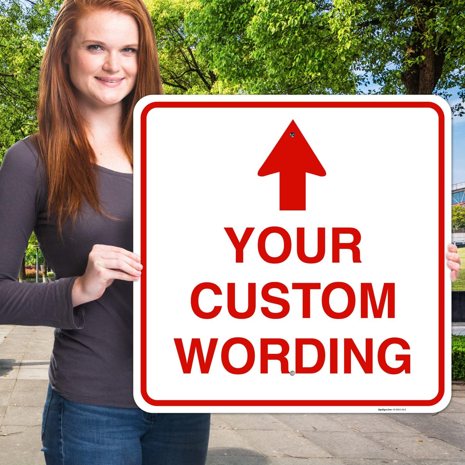 Custom Personalized, withUp Arrow, 24x24 Inches, Rust Free .063 Aluminum, Fade Resistant, Made in USA