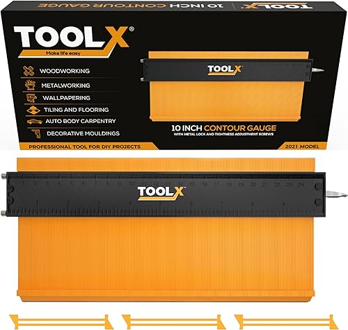 Herramienta de medidor de contorno (10 pulgadas con bloqueo), herramienta de perfil duplicador de formas para carpintería y pisos, rellenos de