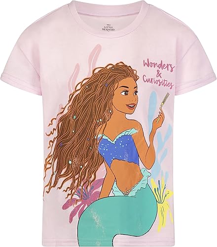 Miniatura 2 de Disney The Little Mermaid Princess Ariel - Conjunto de camiseta de manga corta y pantalones cortos para niñas pequeñas