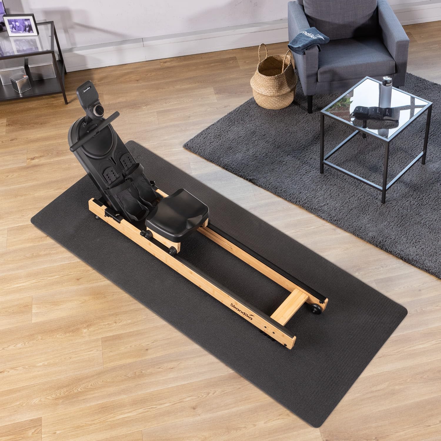 Skandika Rovek Rameur en bois pour la maison, résistance magnétique avec 32 niveaux, système de masse d'inertie de 6 kg, compatible avec application Kinomap, jusqu'à 195 cm
