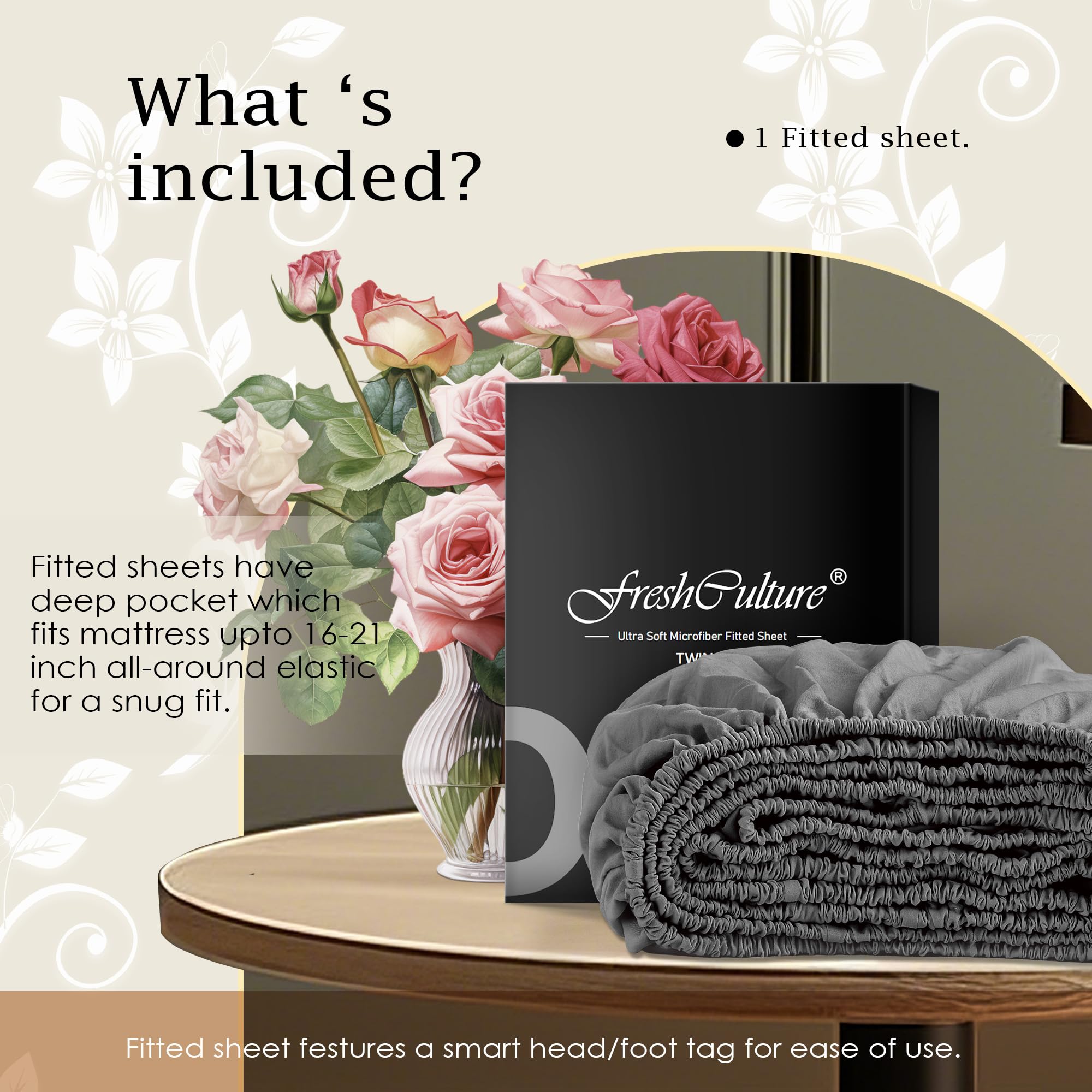 Sábana bajera tamaño Queen – Sábana bajera de calidad de hotel de alta calidad para cama Queen – Microfibra cepillada ultrasuave y transpirable – Elegante embalaje en caja negra (gris 5