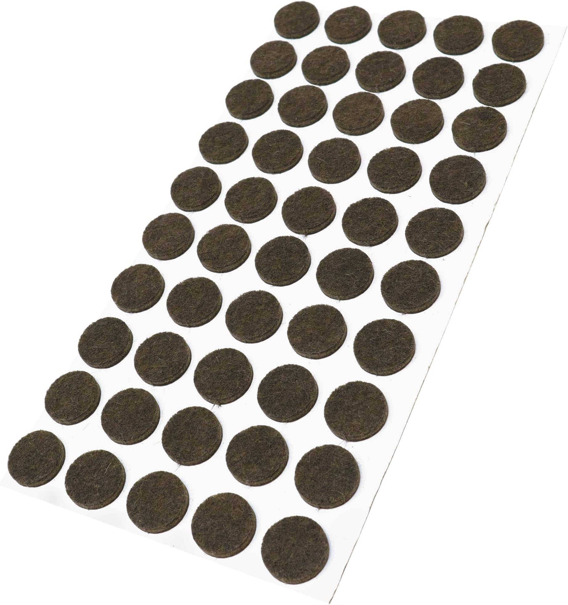 / 50 x self-adhesive felt pads/Brown/ø 0.63'' (ø 16 mm) / round / 0.138'' / 3.5 mm thick stick-on furniture felt glides/Furniture & Chair Glides