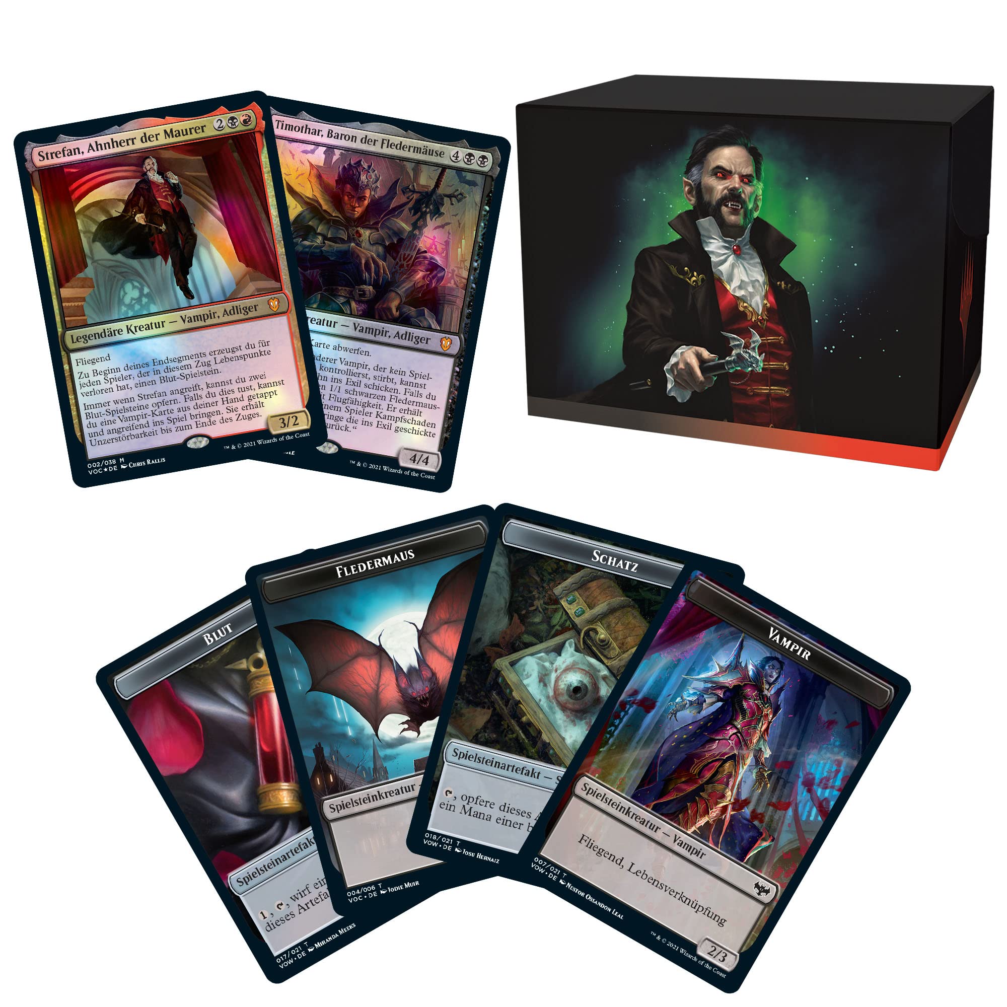 Magic: The Gathering Innistrad: Blutroter Bund Commander-Deck – 13 Jahre+, Vampir-Blutlinie (Schwarz-Rot), Version mit minimaler Verpackung (Deutsche Version)