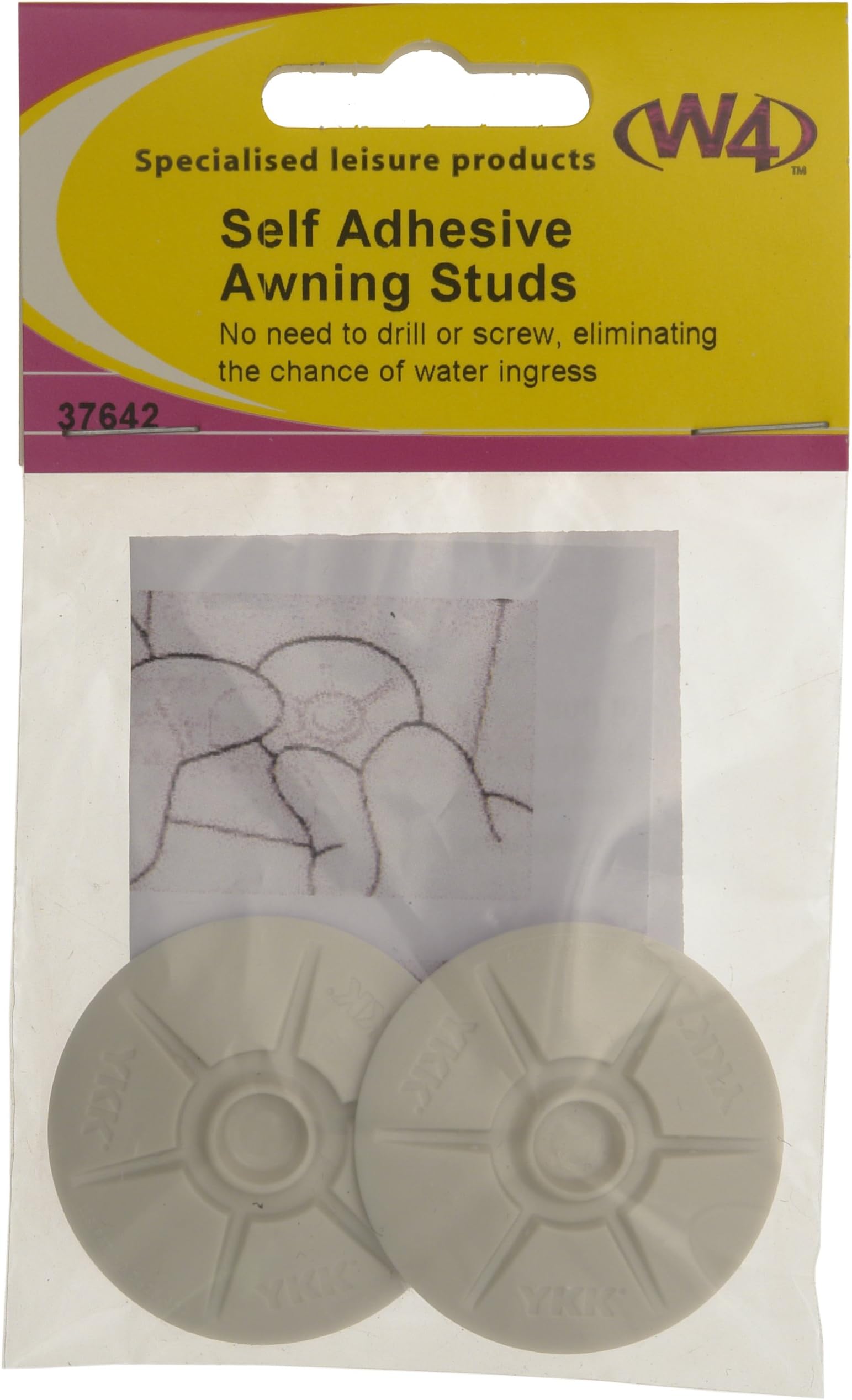 W4 37642 Self Adhesive Awning Stud, Set of 2