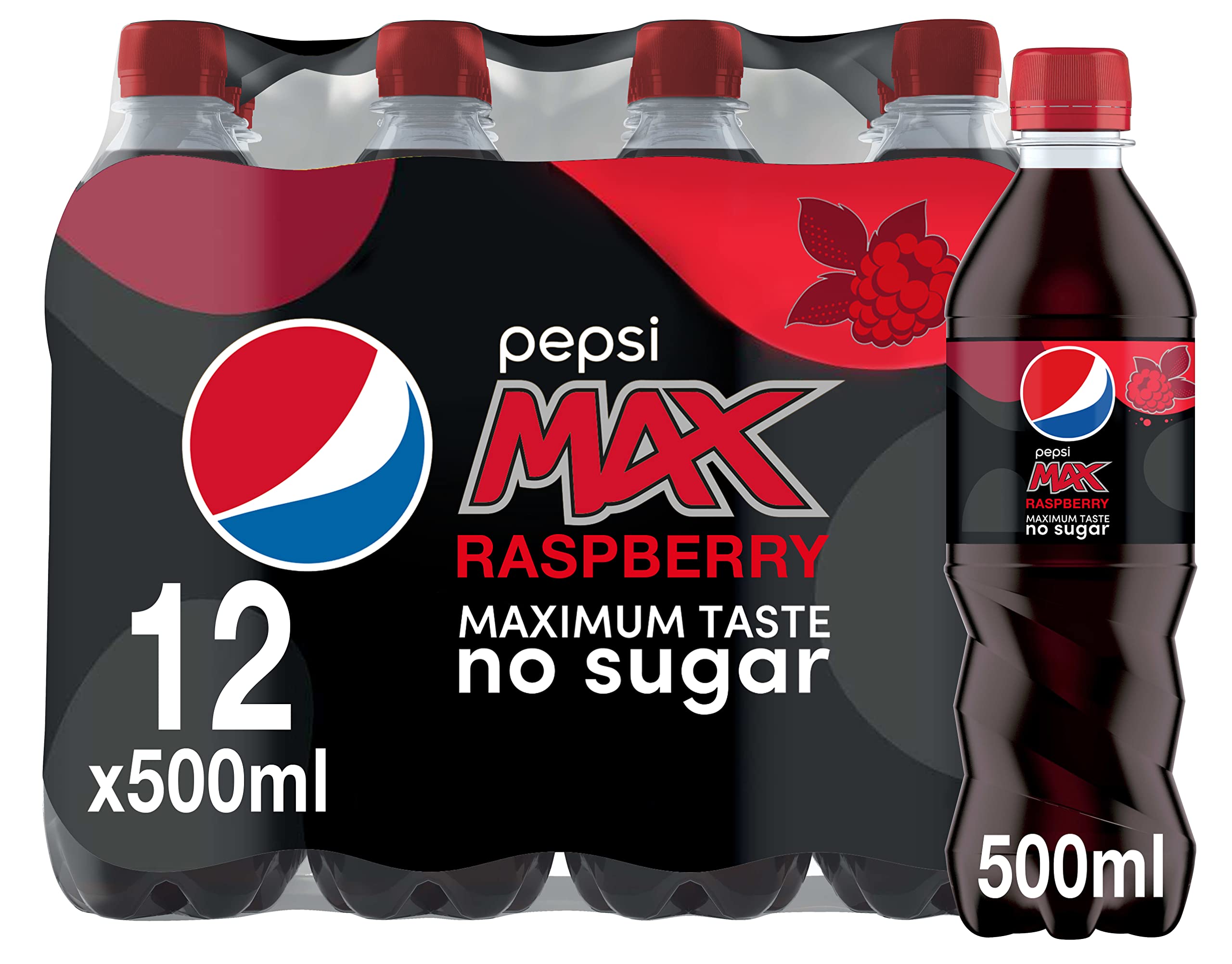Pepsi Max Raspberry, 500ml (Pack of 12)