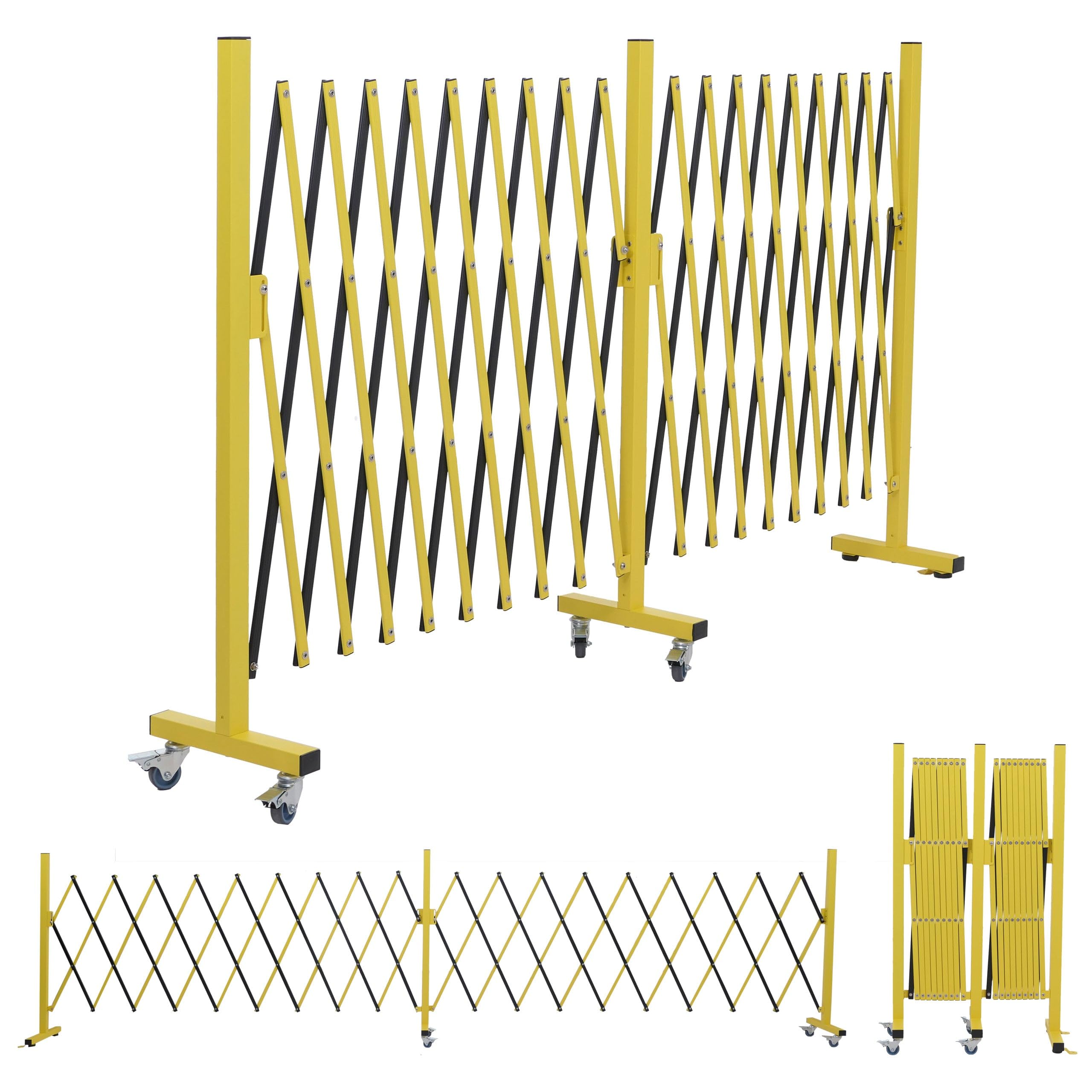 Mendler Alu Absperrgitter HWC-B34, ausziehbar 110x60-500cm - gelb-schwarz