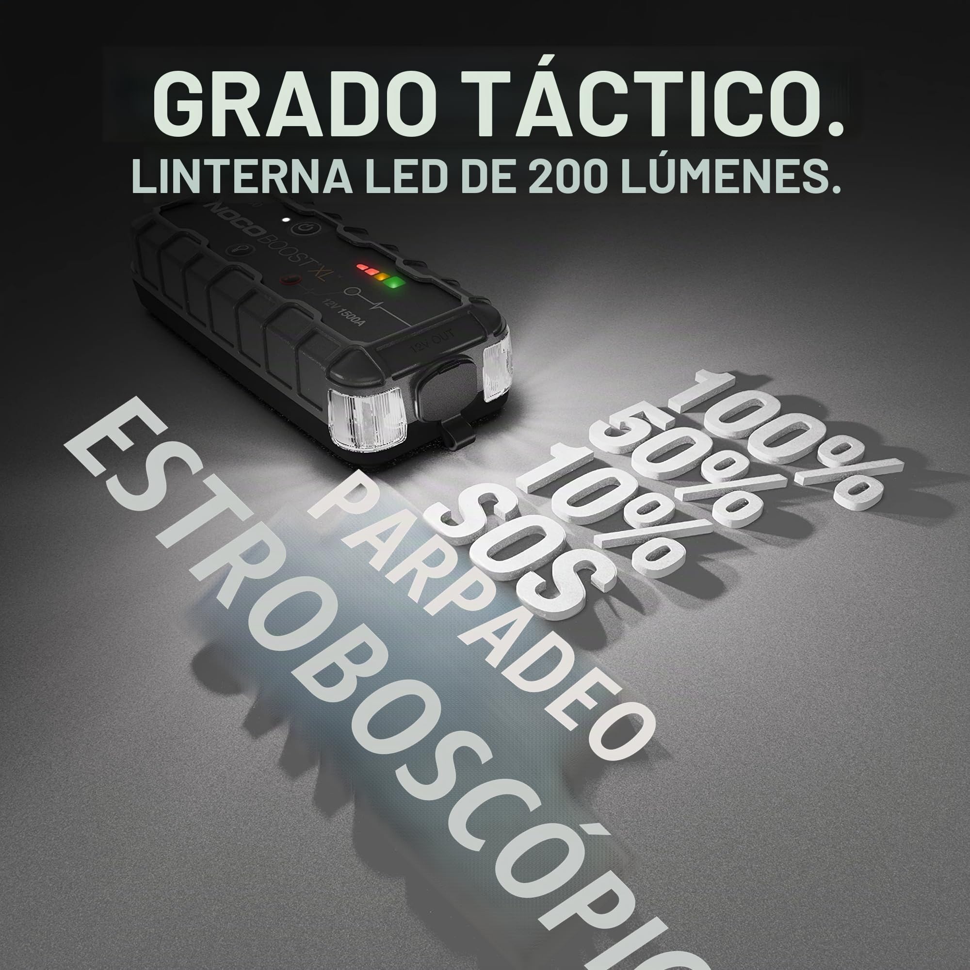 NOCO Boost GB50: Arrancador de Batería de Litio de 1500A UltraSafe – Antichispas y Protección contra Polaridad Inversa – Power Bank USB y Linterna LED – para Motores de Gasolina 7,0L y Diésel 4,5L